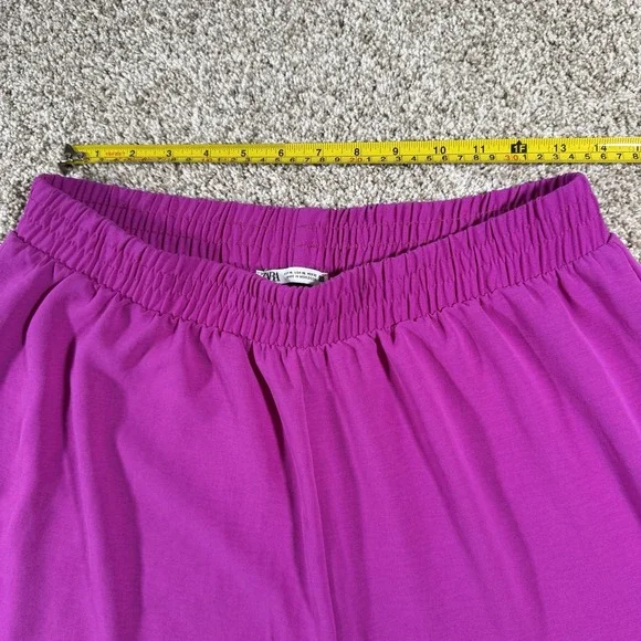 ZARA Women's Wide Leg High Rise Palazzo Pink Trousers Size XL - Picture 4 of 11
